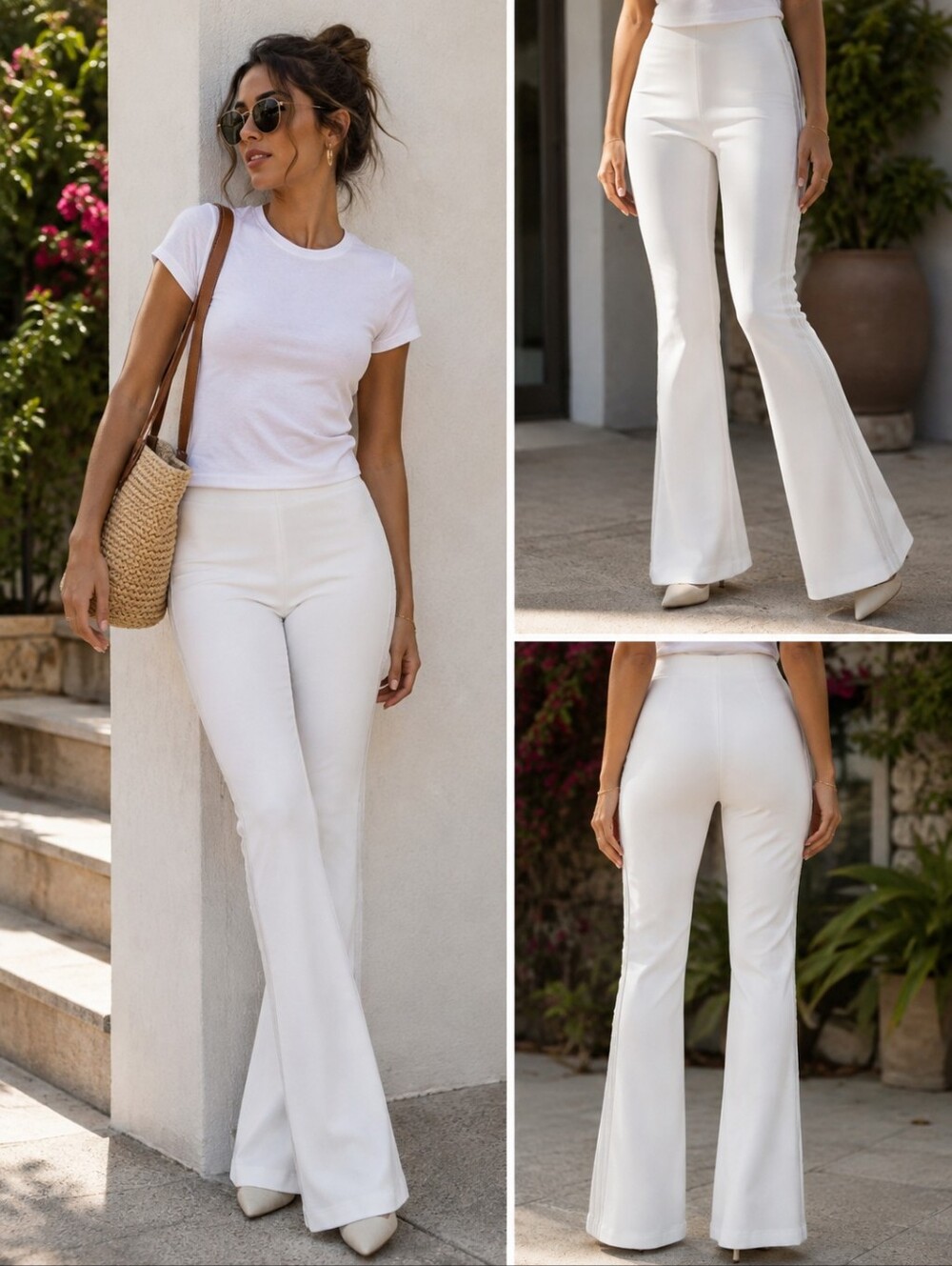 Zara White Boot-Cut Dress Pants